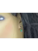 Стерлингово сребро 925 925 Emerald Обеци vec013s Руски Съветски СССР Винтидж бижута Ар-деко style